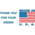 Decker Tape Products Label, DL1630, FLAG MADE IN USA THANK YOU, 3" X 5" DL1630